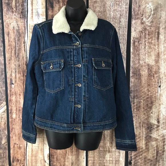 old navy fleece lined denim jacket